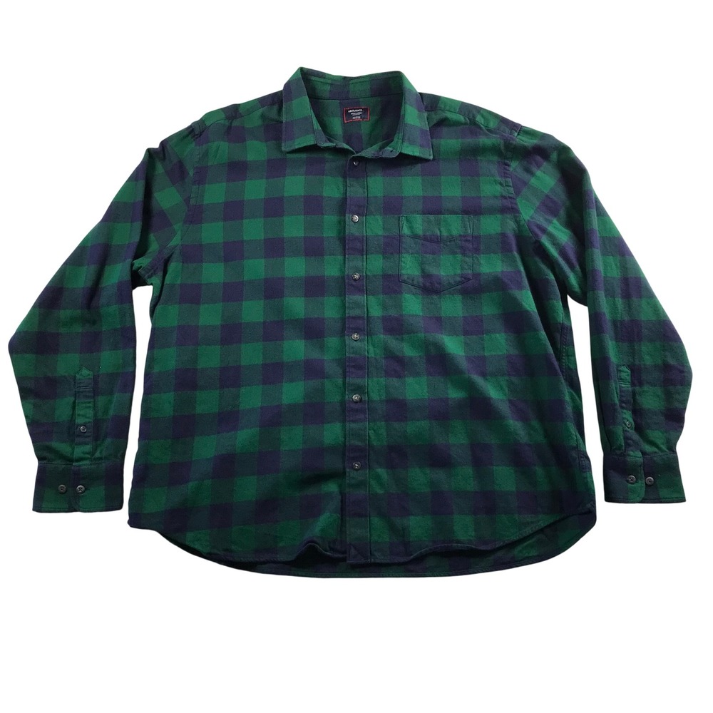 UNTUCKit Barrelstone-Green Buffalo Check Flannel Shirt Mens XXXL 3XL Regular Fit